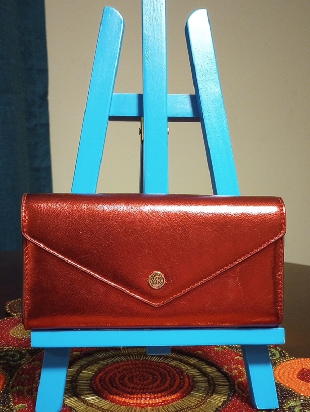 New Michael Kors Leather Wallet Red